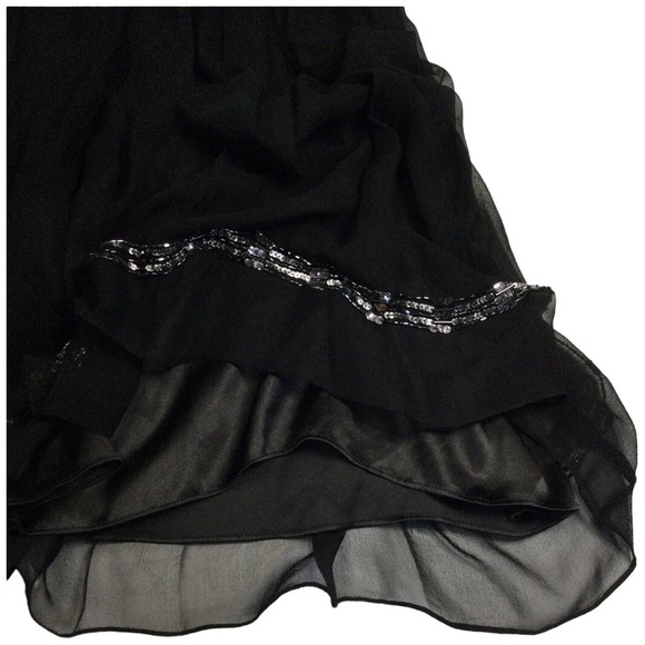 Adrianna Papell Evening Silk Beaded Sequined Sleeveless Cocktail Dress Black 6 - Picture 8 of 13